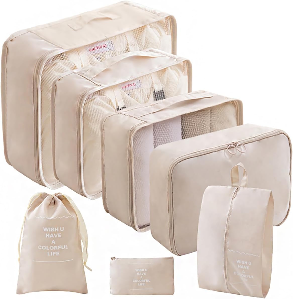 HLILai Beige Travel Packing Organizers
