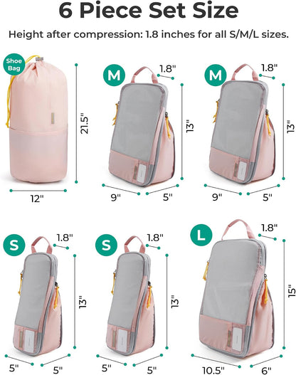 BAGSMART Baby Pink Compression Packing Cubes