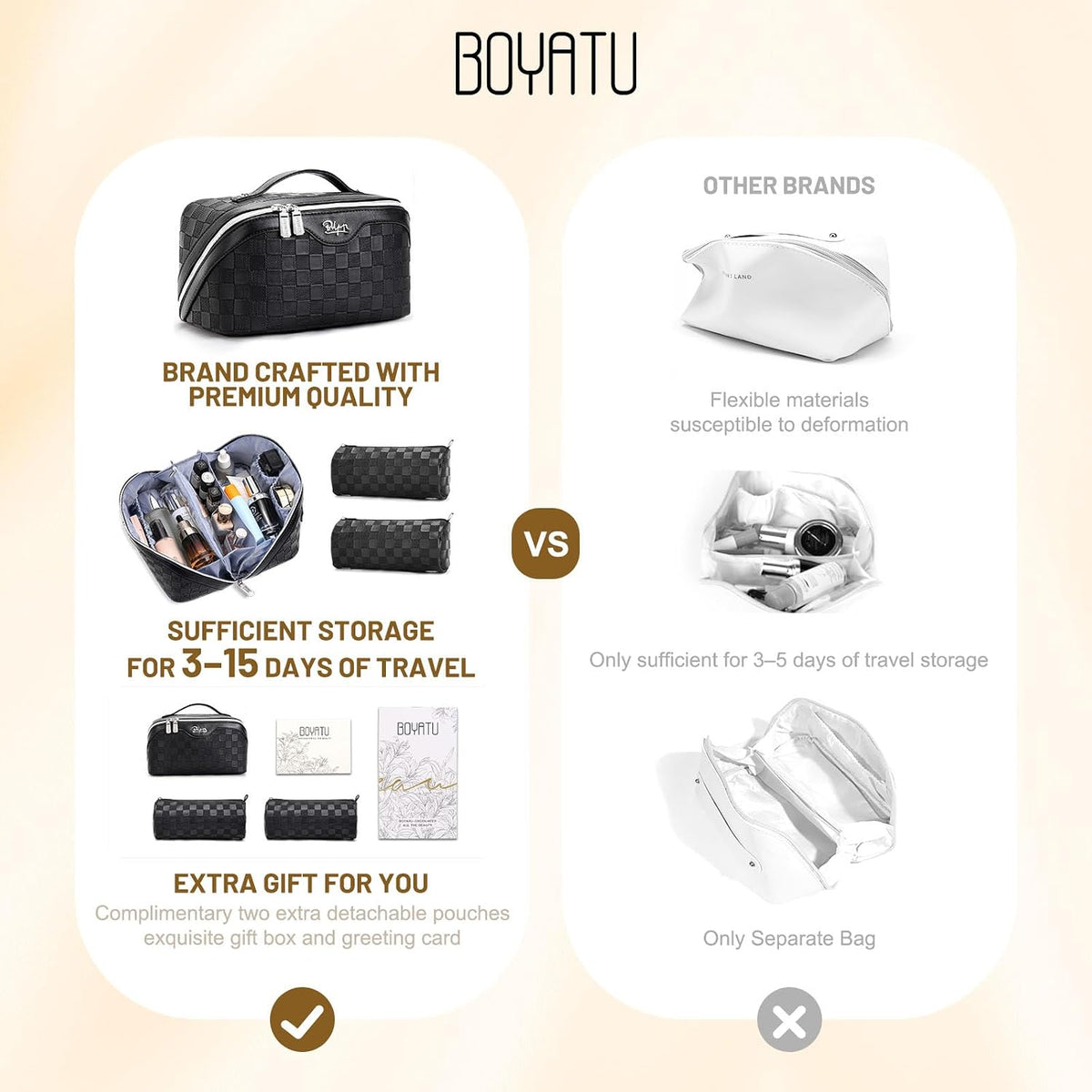 BOYATU Travel Makeup Bag