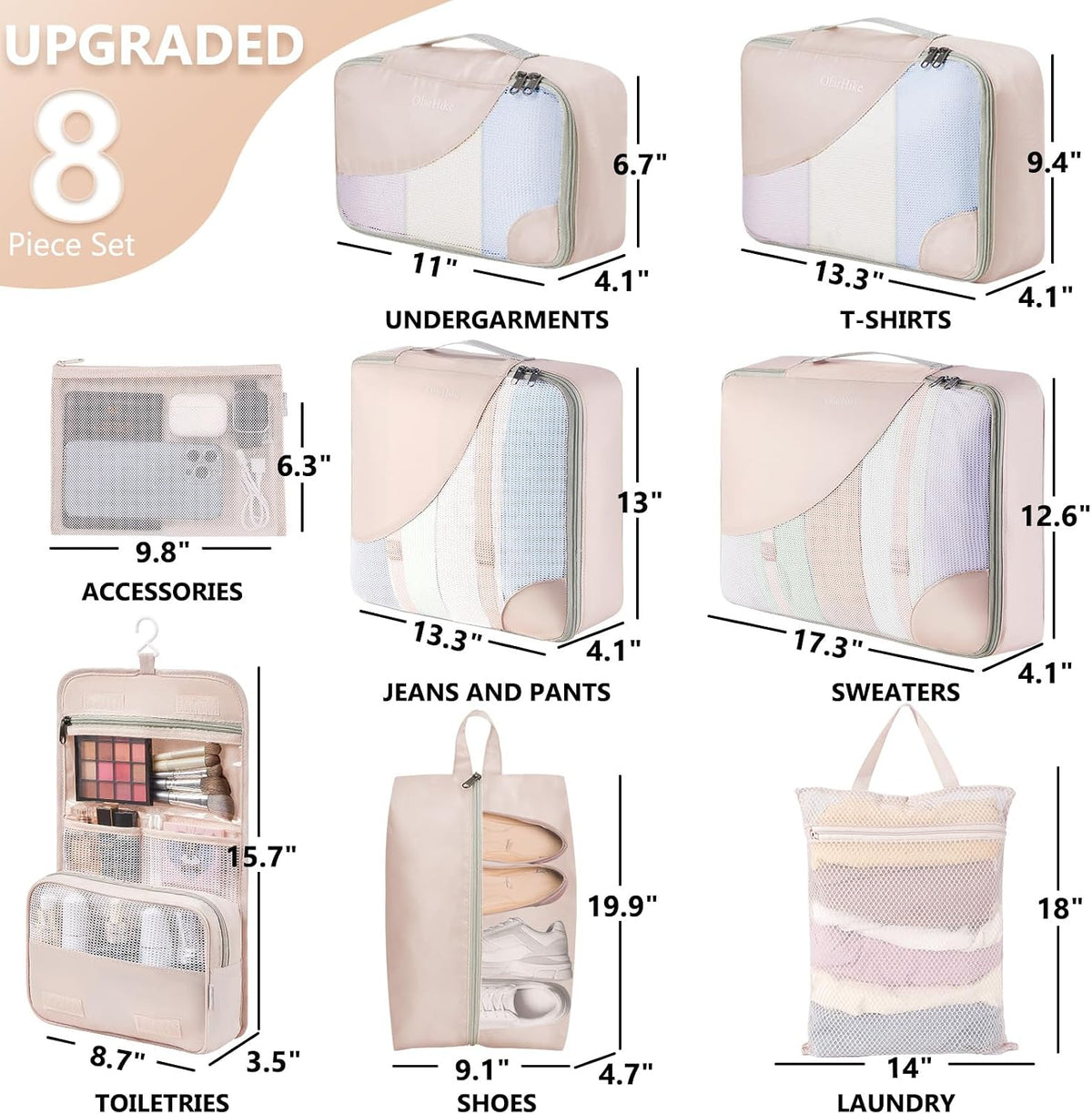 OlarHike Cream Packing Cubes