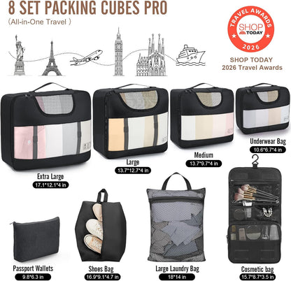 Veken Packing Cube Set with Shoe Bag