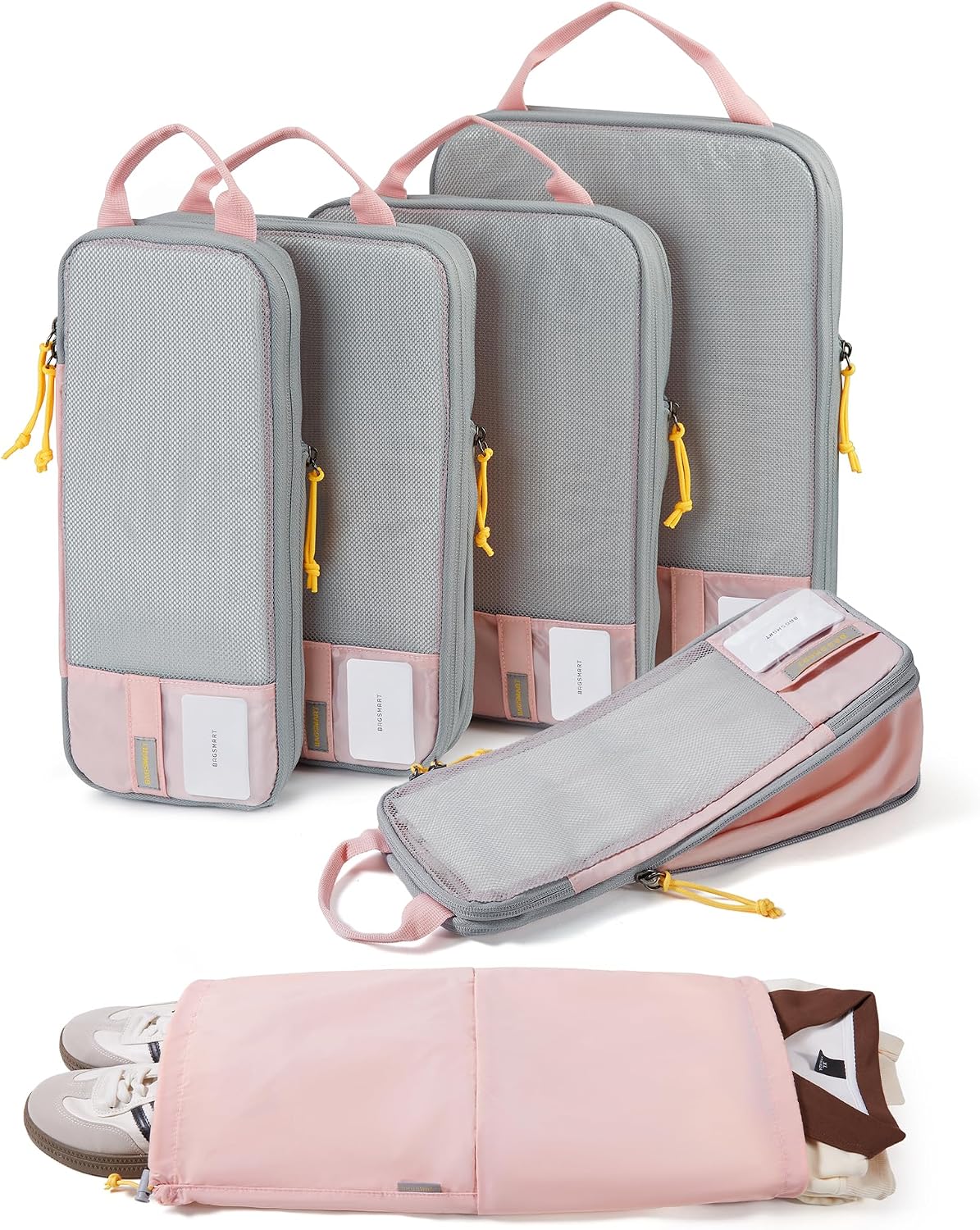 BAGSMART Baby Pink Compression Packing Cubes