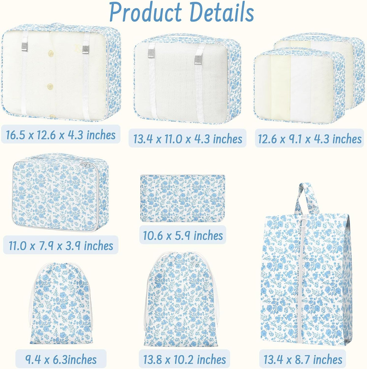 Woobolsalike Blue Packing Organizer Set
